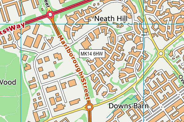 MK14 6HW map - OS VectorMap District (Ordnance Survey)