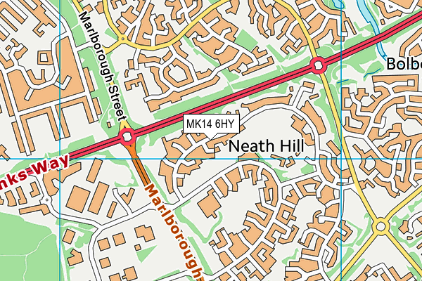 MK14 6HY map - OS VectorMap District (Ordnance Survey)