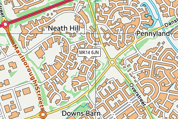 MK14 6JN map - OS VectorMap District (Ordnance Survey)