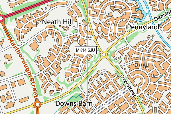 MK14 6JU map - OS VectorMap District (Ordnance Survey)