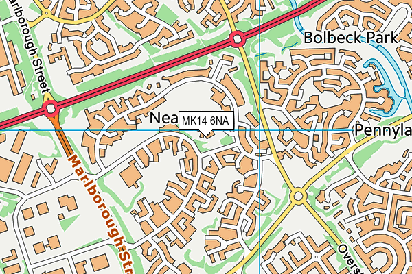 MK14 6NA map - OS VectorMap District (Ordnance Survey)