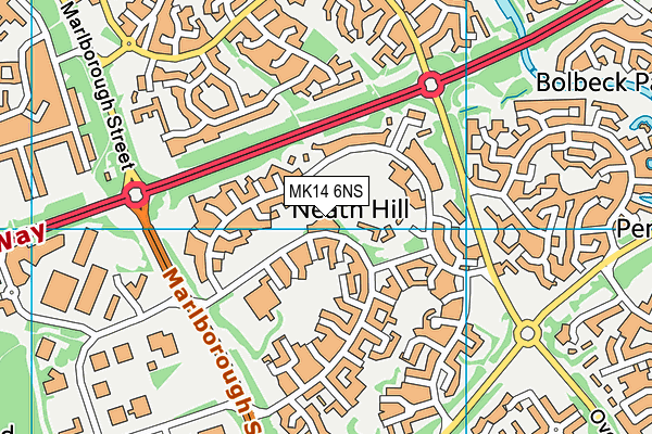 MK14 6NS map - OS VectorMap District (Ordnance Survey)