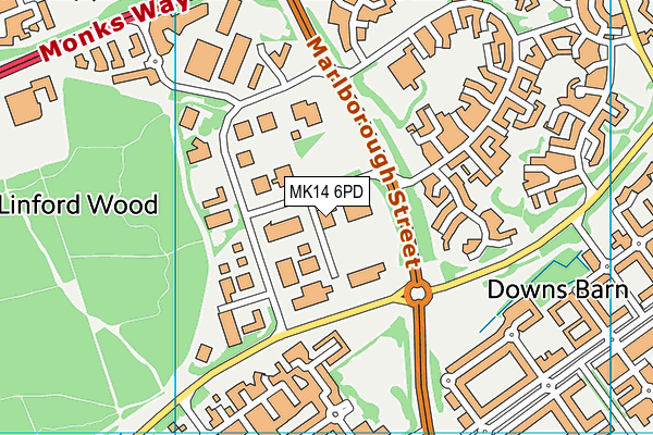 MK14 6PD map - OS VectorMap District (Ordnance Survey)