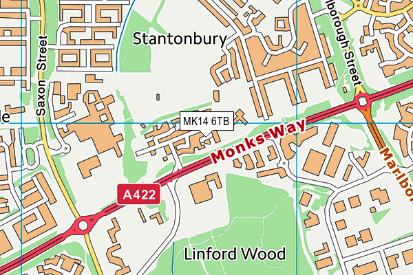 MK14 6TB map - OS VectorMap District (Ordnance Survey)