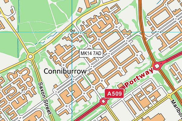 MK14 7AD map - OS VectorMap District (Ordnance Survey)