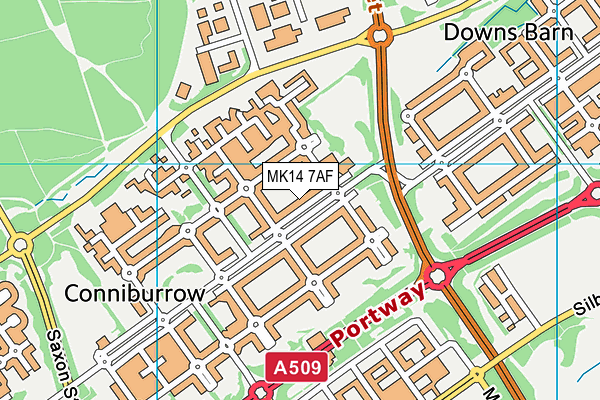 MK14 7AF map - OS VectorMap District (Ordnance Survey)