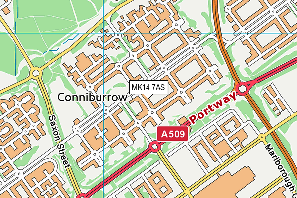 MK14 7AS map - OS VectorMap District (Ordnance Survey)