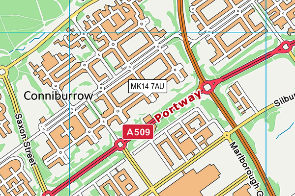 MK14 7AU map - OS VectorMap District (Ordnance Survey)