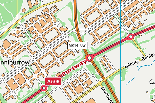 MK14 7AY map - OS VectorMap District (Ordnance Survey)