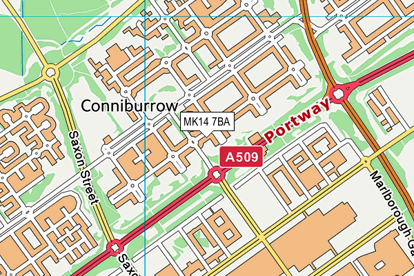 MK14 7BA map - OS VectorMap District (Ordnance Survey)