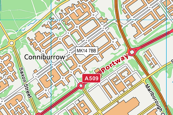 MK14 7BB map - OS VectorMap District (Ordnance Survey)