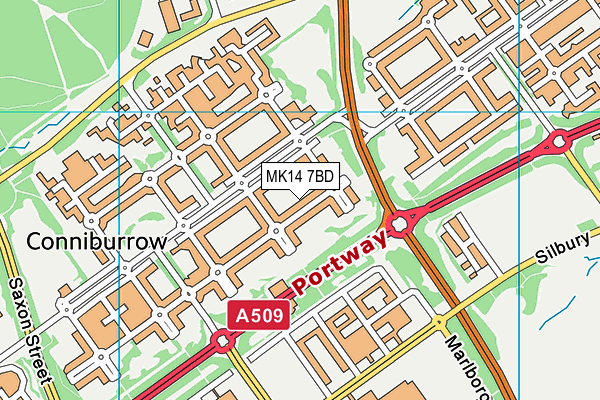 MK14 7BD map - OS VectorMap District (Ordnance Survey)