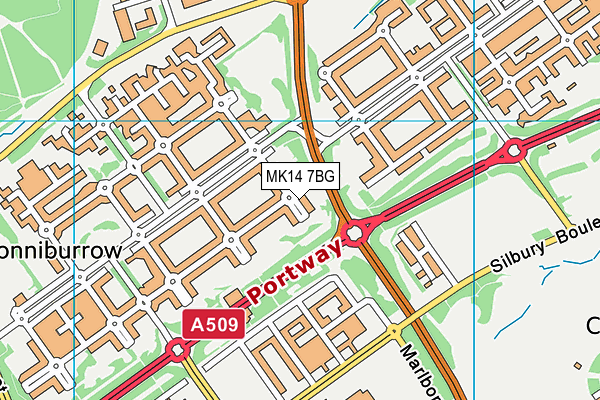 MK14 7BG map - OS VectorMap District (Ordnance Survey)