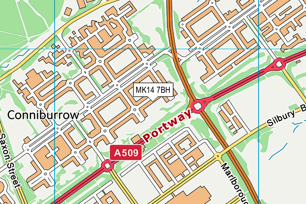 MK14 7BH map - OS VectorMap District (Ordnance Survey)