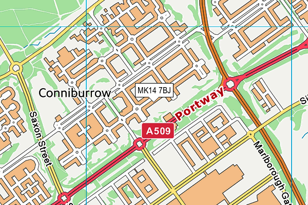 MK14 7BJ map - OS VectorMap District (Ordnance Survey)