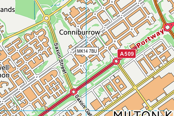 MK14 7BU map - OS VectorMap District (Ordnance Survey)