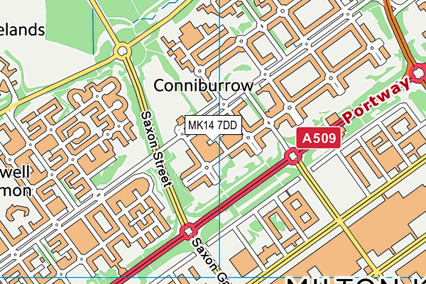 MK14 7DD map - OS VectorMap District (Ordnance Survey)