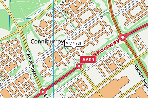 MK14 7DH map - OS VectorMap District (Ordnance Survey)