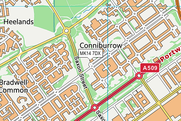 Conniburrow Community Sports Pavilion map (MK14 7DX) - OS VectorMap District (Ordnance Survey)