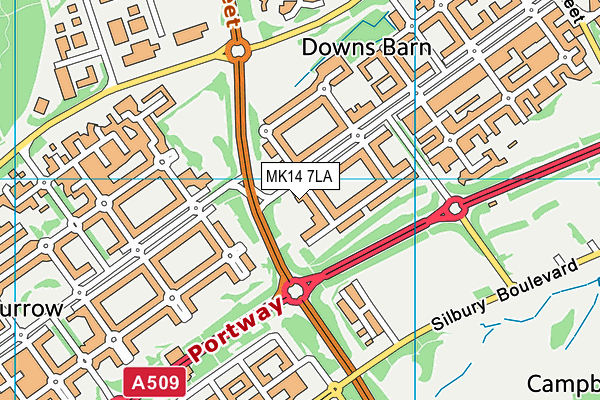 MK14 7LA map - OS VectorMap District (Ordnance Survey)