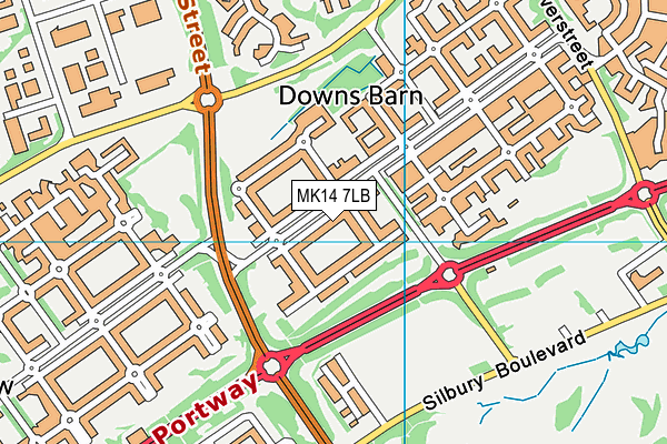 MK14 7LB map - OS VectorMap District (Ordnance Survey)