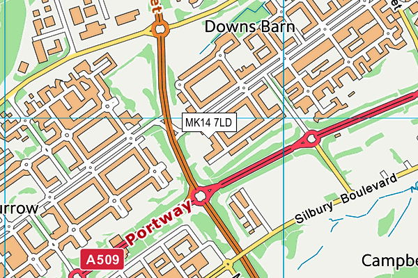 MK14 7LD map - OS VectorMap District (Ordnance Survey)