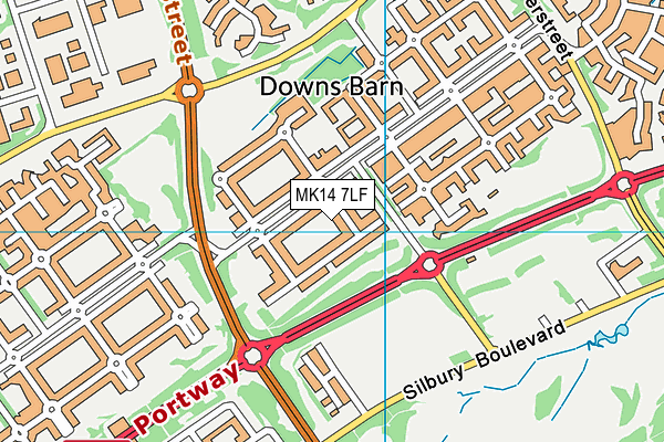 MK14 7LF map - OS VectorMap District (Ordnance Survey)