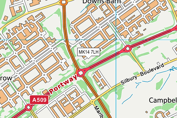 MK14 7LH map - OS VectorMap District (Ordnance Survey)