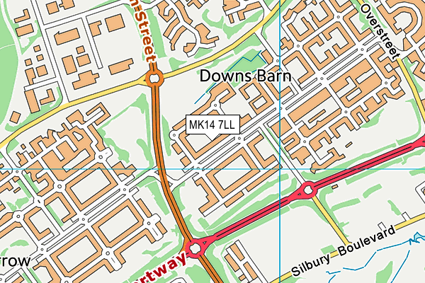 MK14 7LL map - OS VectorMap District (Ordnance Survey)