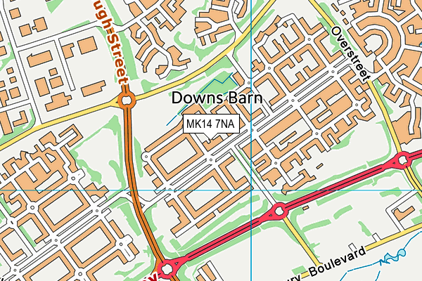 Downs Barn School map (MK14 7NA) - OS VectorMap District (Ordnance Survey)