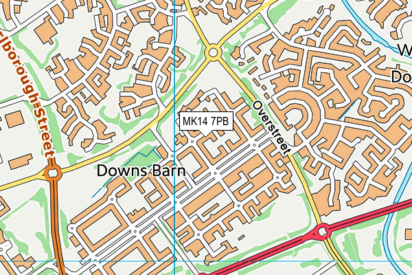 MK14 7PB map - OS VectorMap District (Ordnance Survey)