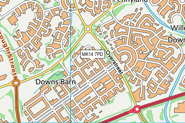 MK14 7PD map - OS VectorMap District (Ordnance Survey)