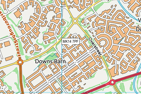 MK14 7PF map - OS VectorMap District (Ordnance Survey)