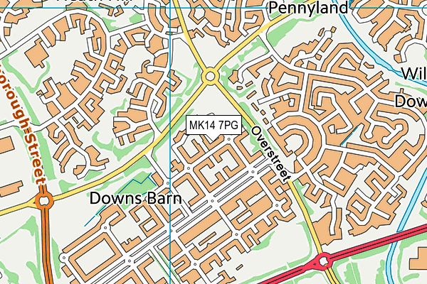 MK14 7PG map - OS VectorMap District (Ordnance Survey)