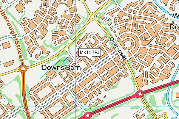 MK14 7PJ map - OS VectorMap District (Ordnance Survey)