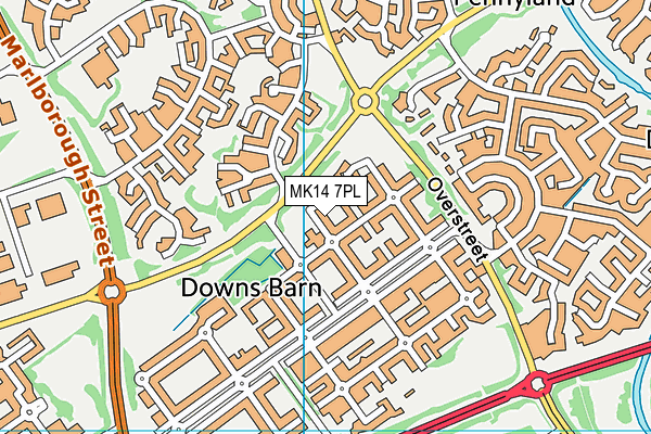 MK14 7PL map - OS VectorMap District (Ordnance Survey)