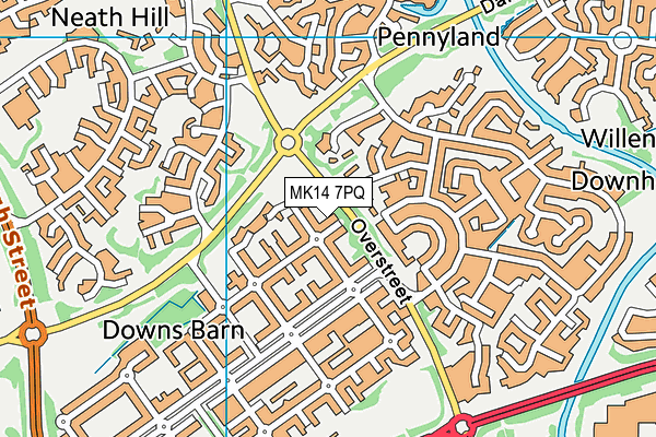 MK14 7PQ map - OS VectorMap District (Ordnance Survey)