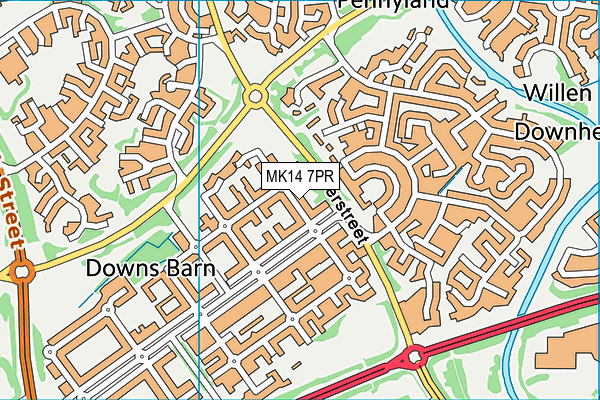 MK14 7PR map - OS VectorMap District (Ordnance Survey)