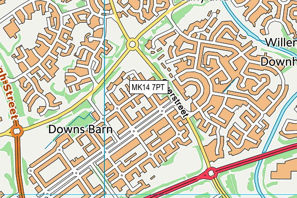 MK14 7PT map - OS VectorMap District (Ordnance Survey)