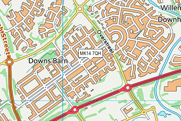 MK14 7QH map - OS VectorMap District (Ordnance Survey)