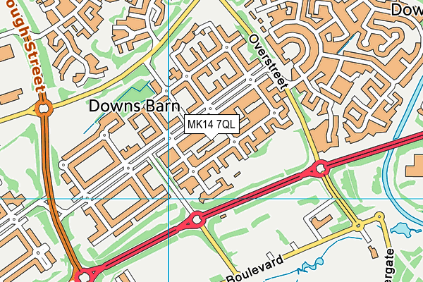 MK14 7QL map - OS VectorMap District (Ordnance Survey)