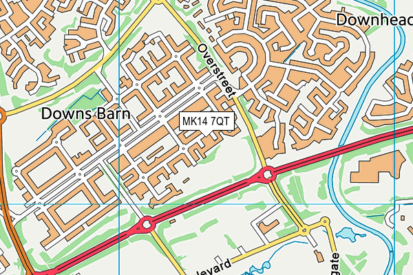MK14 7QT map - OS VectorMap District (Ordnance Survey)