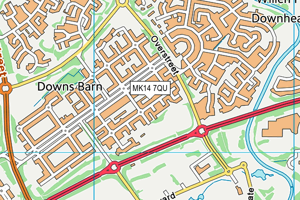 MK14 7QU map - OS VectorMap District (Ordnance Survey)