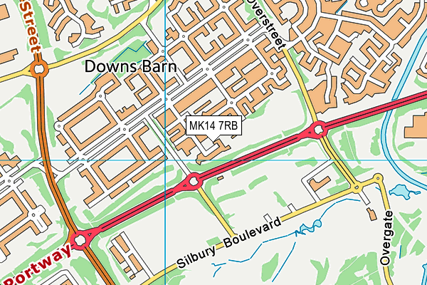 MK14 7RB map - OS VectorMap District (Ordnance Survey)