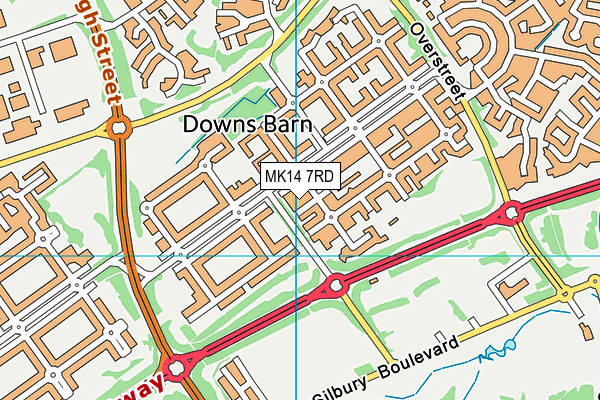 MK14 7RD map - OS VectorMap District (Ordnance Survey)