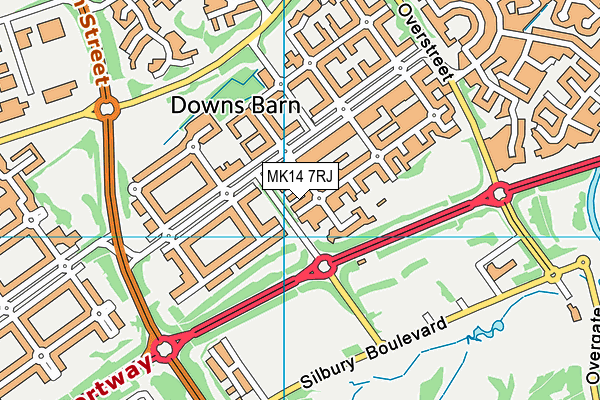 MK14 7RJ map - OS VectorMap District (Ordnance Survey)