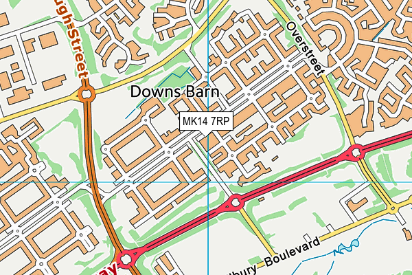 MK14 7RP map - OS VectorMap District (Ordnance Survey)