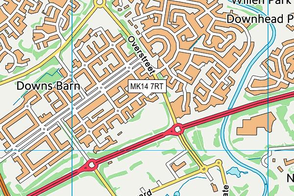 MK14 7RT map - OS VectorMap District (Ordnance Survey)