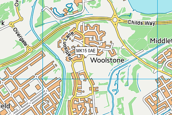 Woolstone Cricket Ground (Closed) map (MK15 0AE) - OS VectorMap District (Ordnance Survey)
