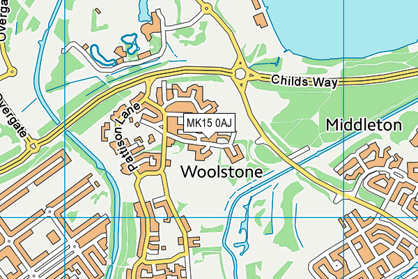 MK15 0AJ map - OS VectorMap District (Ordnance Survey)